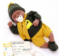 Bibi Doll 20" Black Baby Doll Ethnic Reborn Boy Sleeping Toy With Dummy & Bottle Bibi Doll