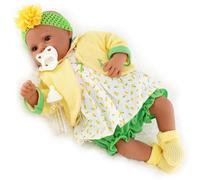 Bibi Doll 20" Black Baby Doll Ethnic Reborn Girl W/ Yellow Outfit & Accessories Bibi Doll