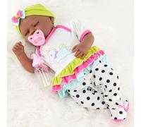 Bibi Doll 20" Black Baby Doll Ethnic Reborn Sleeping Girl Realistic Handmade Toy Bibi Doll