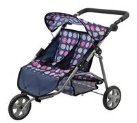 Bibi Doll 3-Wheel Doll Twin Stroller Bibi Doll Pushchair Baby Doll Buggy Pram & Storage