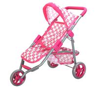BiBi Doll 3 Wheel Stroller Baby Dolls Pram Foldable Jogger Pushchair with Canopy Kids Toy