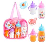 BiBi Doll 7-Piece Baby Doll Accessories Set - Magic Milk Bottles, Juice Bottles, Dummies & Carry Bag for Realistic Role Play - Great Gift for Boys and Girls