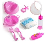 BiBi Doll 9 Piece Baby Doll Feeding Accessories Set - Pretend Play Care Kit with Milk Bottle, Potty, Nappy, Role Play Toy for Girls & Boys, Ages 3 Years+