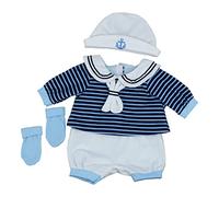 BiBi Doll Baby Boy Doll & Reborn Clothes Set, 20" (50cm) - Blue Sailor Jumpsuit Outfit with Anchor Hat & Mittens - Role Play Toys & Accessories for Girls & Boys