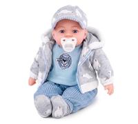 Bibi Doll Baby Doll Boy 18-Inch Soft Body Lifelike With Sounds & Dummy - Grey Bibi Doll Toy