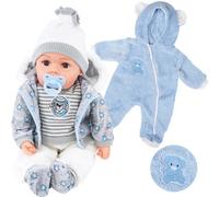 Bibi Doll Baby Doll Boy 20" Soft Body, Extra Outfit, Sounds & Dummy - Navy Bibi Doll Toy