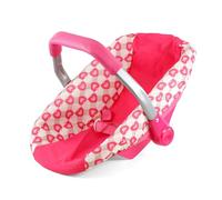 Bibi Doll Baby Doll Car Seat & Carrier - Portable Travel Accessory, Adjustable Handle, Safety Strap, Pink Heart Pattern, for up to 20" Dolls - Role Play Toys for Girls & Boys, Aged 3+