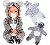 BiBi Doll Baby Doll & Reborn Clothes Set, 20" (50cm) - Pack of 2 Animal Outfits Including Grey Bear Jumpsuit & Blue Polar Bear Set - Role Play Toys & Accessories for Girls & Boys, 18 Months+