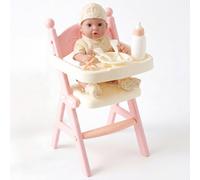 Bibi Doll Baby Doll With Realistic Feeding Accessories & High Chair Toy Pink Bibi Doll