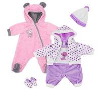 BiBi Doll Baby Girl Doll Clothes Set, 18" (45cm) - Pack of 2 Pink & Purple Outfits Including Mouse Jumpsuit & Puppy Shirt - Role Play Toys & Accessories for Girls & Boys, 18 Months+