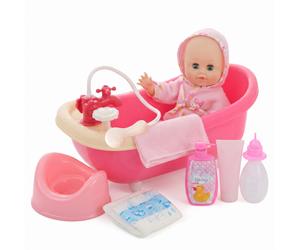 BiBi Doll Bathtub & Doll Set with Functional Shower Pretend Role Play Toy Kids BiBi Doll