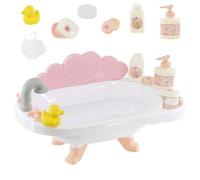 BiBi Doll Bathtub for Dolls, Baby Doll Bath Set, Soap with Holder, Soap Dispenser, Bath Sponge, Duck & More Accessories Pretend Role Play Toy for Children 3 Years +