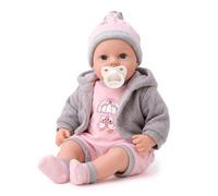Bibi Doll Bibi Doll Lifelike Large Size Soft Bodied Baby Doll 18" Girl & Grey Pink Clothes