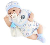 BiBi Doll Bibi Reborn Baby Doll Boy 17 Inches Realistic Awake Open Eyes Dummy And Bottle Toy
