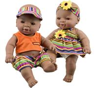 Bibi Doll Black Twin Baby Doll Dark Skin Ethnic Anatomically Correct Doll 12" Bibi Doll