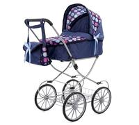 BiBi Doll Cambridge Dolls Pram - Classic Blue Pushchair with Removable Cot, Matching Changing Bag, Under Storage - Great for Taller Kids, Role Play Toys for Girls & Boys, Ages 3 to 10