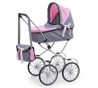 BiBi Doll Cambridge Dolls Pram - Classic Pink Pushchair with Removable Cot, Matching Changing Bag, Under Storage - Great for Taller Kids, Role Play Toys for Girls & Boys, Ages 3 to 10
