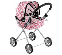 BiBi Doll Classic Dolls Pram - Foldable Baby Doll Pushchair, Sturdy Metal Frame, Soft Foam Handle, Smooth Wheels - Great Travel & Daily Role Play Toy for Girls, Ages 3+