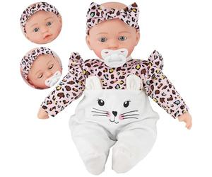 Bibi Doll Kitty Meow Meow - 16" Moving Eyes Kitten Newborn Baby Soft Bodied Doll Sleeping Eyes Doll for Ages 18 Months +