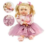 Bibi Doll Realistic Baby Doll Girl Pink Clothes Soft Body Sounds Hair Dummy 18" Bibi Doll