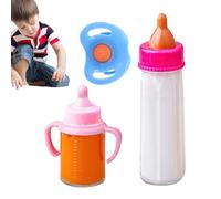 Bibi Doll - Set of 2 Baby Dolls Magic Milk Bottle | Pretend Play Nursing Nipple | Disappearing Milk and Juice Bottles Pretend Play Feeding Toy with Pacifier for Children 3+