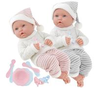 Bibi Doll Twin Baby Dolls Boy Age 3+ and Girl Dolls with Dummies Feeding Set Kids Role Play Toys Baby Doll Accessories Babies Gift Set