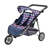 Bibi Doll Twin Dolls Blue Pram Double Baby Doll Stroller 3 Wheel Foldable Pushchair Buggy