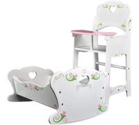 Bibi Doll Wooden High Chair & Rocking Cradle For Baby Dolls Furniture Accessory Bibi Doll