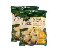 Bibi-go Steamed Dumplings 560G Filled With Chicken And Vegetables, Juicy Filling In A Tender Wrapper Quick Frozen Product Of Korea Pack Of 2