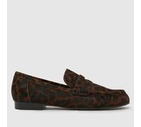 BIBI LOU Women's Lyra Loafer Flats in Brown & Black, Leopard Print, Leather, Size: 8 UK 8