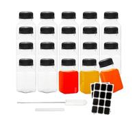 BiBiFly 120ml 20 Pack Plastic Juice Bottles with Black Lids, Reusable Bulk Beverage Containers for Storing Juices, Milk, Smoothie and Other Homemade Beverages