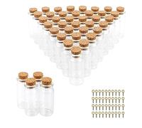 BiBiFly 40pcs 10ml Mini Glass Jars Bottles with Cork Stoppers, Clear Wish Bottles/Mini Vials Cork/Message Glass Bottle for Wedding Party Favors, DIY Arts Crafts Decoration etc