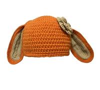 BIBITIME Cute Rabbit Ear Beanie Crochet Hat Flower Hat Knitted Gloves Funny Cosplay (as1, Alpha, L, Standard, Orange Only), Orange Hat Only, Large