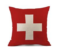 BIBITIME Easter Mother's Day Sports Fans Bedroom Decorative Pillow Case Cushion Cover Protector Souvenir Country Flag Theme Pillowcase Square (Pattern024-Switzerland)
