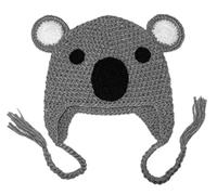 BIBITIME Handmade Knit Koala Hat Bear Ear Beanie Braid Earflap Warm Cap for Kids, Grey, One Size