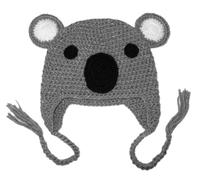 BIBITIME Handmade Knit Koala Hat Bear Ear Beanie Braid Earflap Warm Cap, Grey, One size