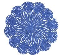 BIBITIME Round Flower Lace Doilies Vase Mats Kitchen Tablecloth Dish Plate Mat Handmade Crochet Table Doily Placemats (Navy, 11.8 in to 13.8 in,1PC)