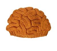 BIBITIME Unisex Handmade Knitted Brain Beanie Cap Halloween Hat (Made to Fit Average Adult, Orange)