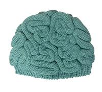 BIBITIME Unisex Handmade Knitted Brain Beanie Cap Halloween Hat (Made to Fit Average Adult, Peacock Blue)
