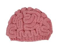 BIBITIME Unisex Handmade Knitted Brain Beanie Cap Halloween Hat (Made to fit Average Adult, Pink), Pink, One Size