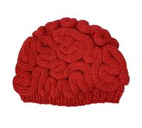 BIBITIME Unisex Handmade Knitted Brain Beanie Cap Halloween Hat (Made to Fit Average Adult, Red)