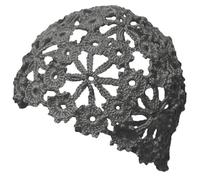 BIBITIME Women Lace Crochet Beanie Hat Handmade Knitted Cutout Floral Skull Cap, Dark Grey, L