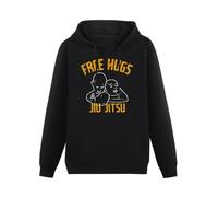 bibizan Free Hugs Jiu Jitsu Funny Fighter Martial Arts Hoody Unisex Long Sleeve Hooded with Pocket Black XL