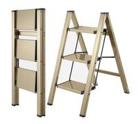 BIBKOKE Step Stool 3 Step Ladder Folding Kitchen Closet Aluminium Ladders