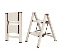 BIBKOKE Step Stool Foldable Small Kitchen 2 Step Ladder Closet Aluminium | Portable Mini Wide Metal Two Step Indoor & Outdoor Cute Short