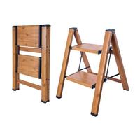 BIBKOKE Step Stool Foldable Small Kitchen 2 Step Ladder Closet Aluminium | Portable Mini Wide Metal Two Step Indoor & Outdoor Cute Short