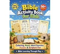 Bible Activity Book for Kids: Ages 4-8: 50+ Large Print 8.5 x 11 Coloring Pages, Mazes, Tracing, Counting, Puzzles, and Scripture Fun