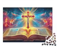 Bible And Cross 1000 Piece Jigsaw Puzzle for Adults Holy Book | Retro Gifts | Happily Jigsaw Puzzles Challenging Beautiful Decoration Puzzle Colourful 100% Recvcled Cardboard38x26cm/1000pcs