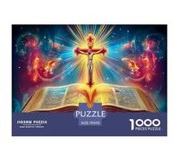 Bible And Cross Jigsaw for Adults Educational: Cross over Open Book 1000 Piece Games for Home Decor 70x50cm/1000pcs