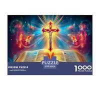 Bible And Cross Recycled Paper for Adults: Cross over Open Book Educational Game Decompression 1000 Pieces 38x26cm/1000pcs